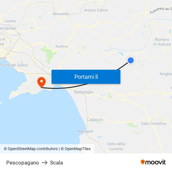 Pescopagano to Scala map