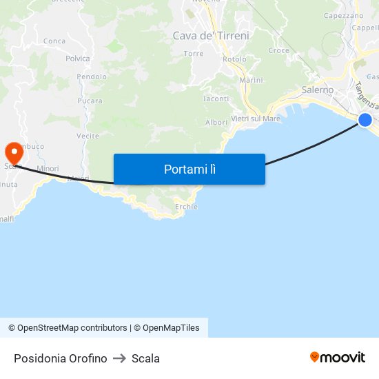 Posidonia Orofino to Scala map