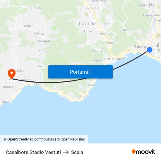 Casalbore Stadio Vestuti to Scala map