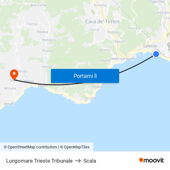 Lungomare Trieste Tribunale to Scala map