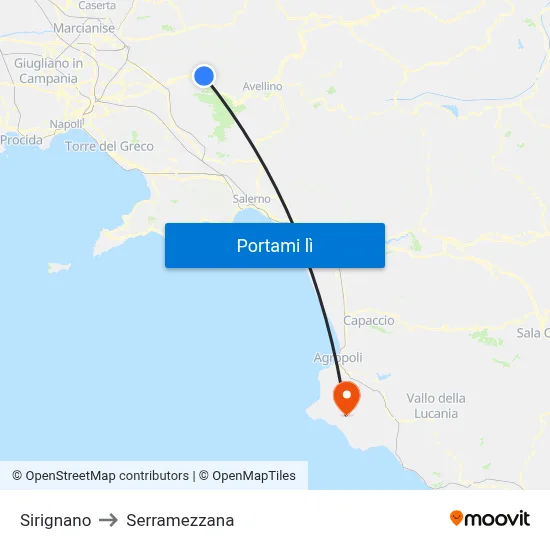 Sirignano to Serramezzana map
