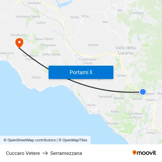Cuccaro Vetere to Serramezzana map