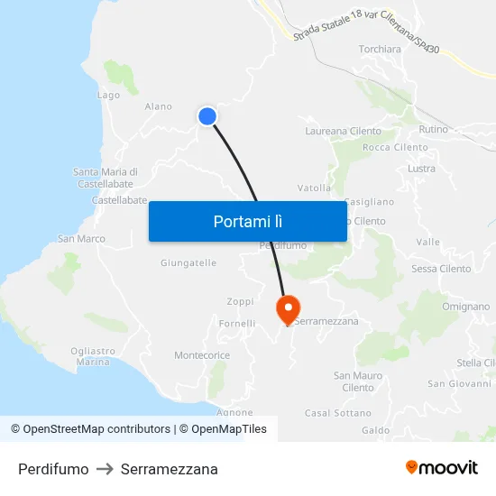 Perdifumo to Serramezzana map