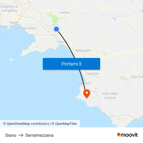 Siano to Serramezzana map