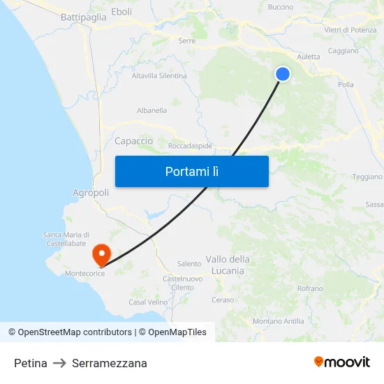 Petina to Serramezzana map