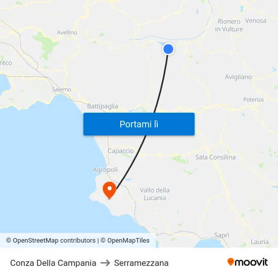 Conza Della Campania to Serramezzana map
