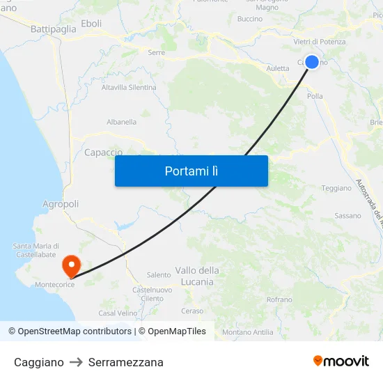Caggiano to Serramezzana map