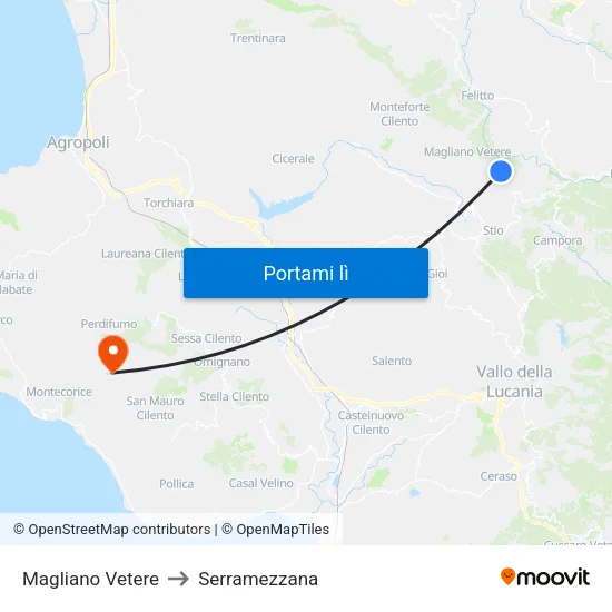Magliano Vetere to Serramezzana map