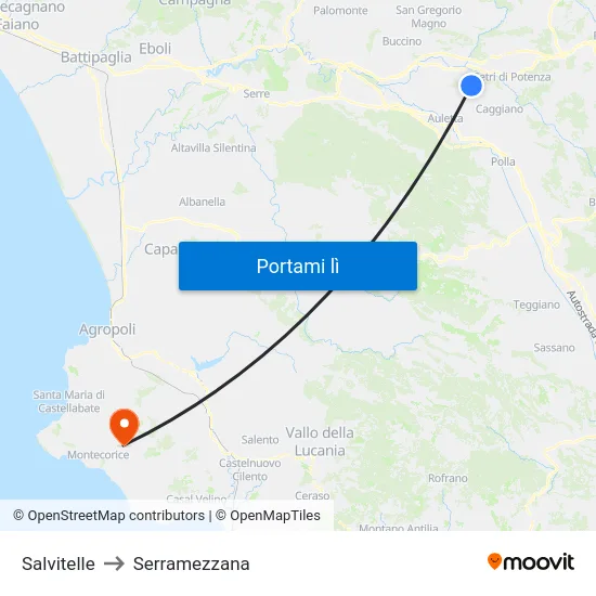 Salvitelle to Serramezzana map