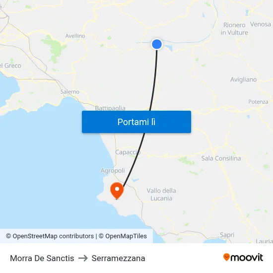 Morra De Sanctis to Serramezzana map