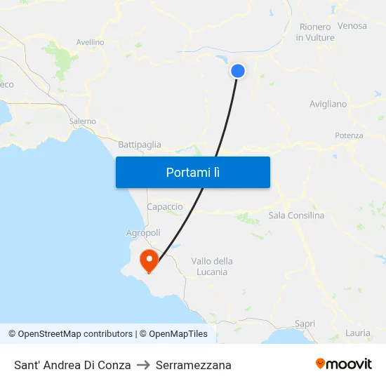Sant' Andrea Di Conza to Serramezzana map