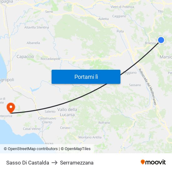 Sasso Di Castalda to Serramezzana map