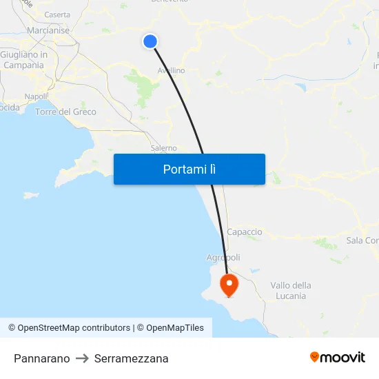 Pannarano to Serramezzana map