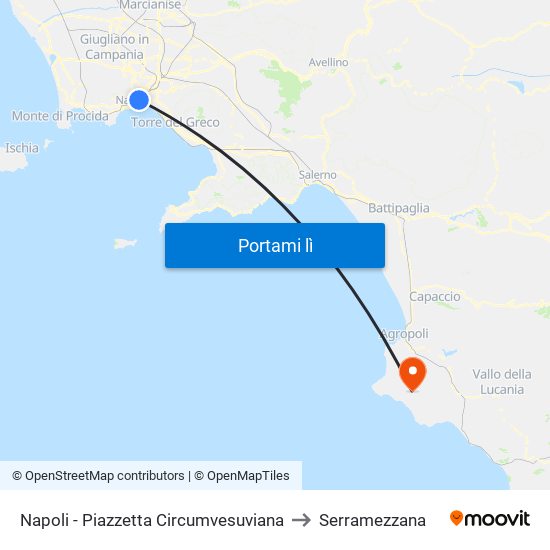 Napoli - Piazzetta Circumvesuviana to Serramezzana map