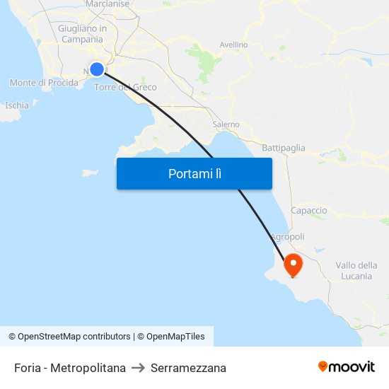 Foria - Metropolitana to Serramezzana map