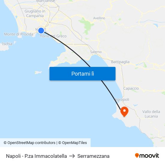 Napoli - P.za Immacolatella to Serramezzana map