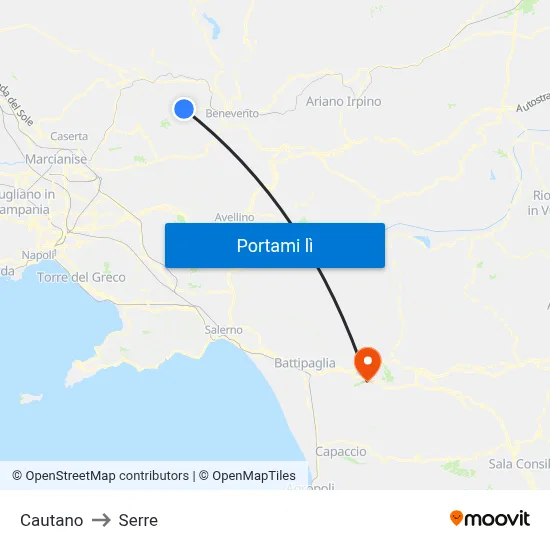 Cautano to Serre map