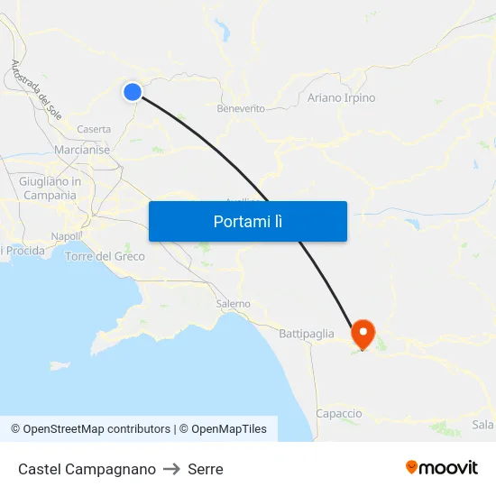 Castel Campagnano to Serre map