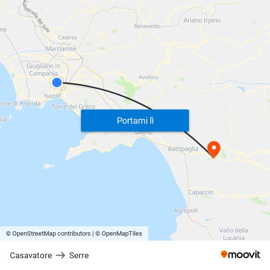 Casavatore to Serre map