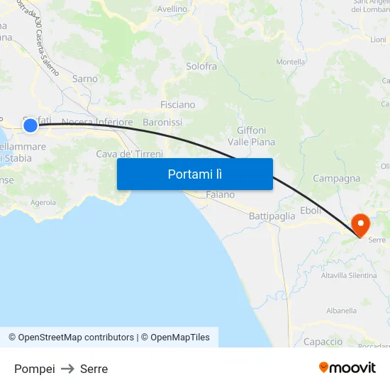 Pompei to Serre map