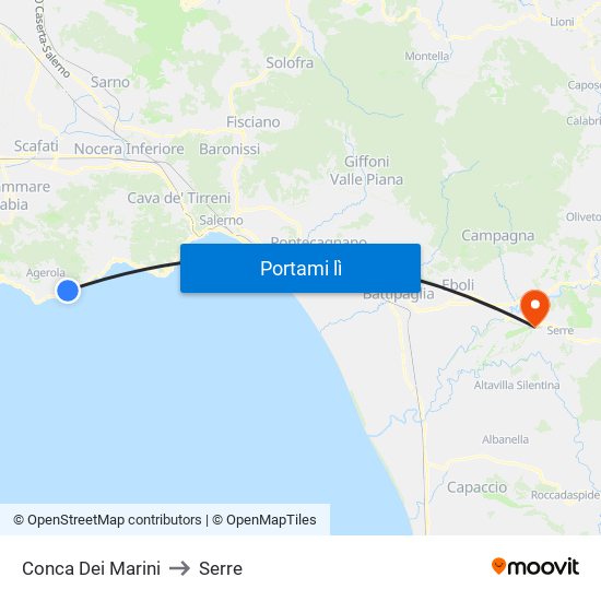 Conca Dei Marini to Serre map