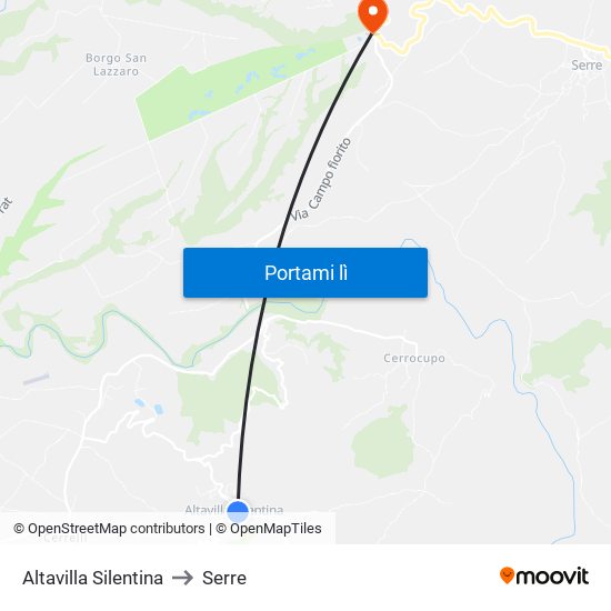 Altavilla Silentina to Serre map
