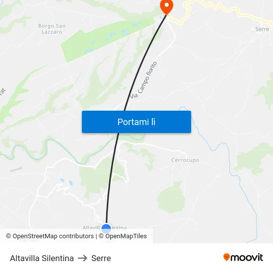 Altavilla Silentina to Serre map
