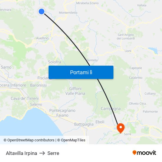 Altavilla Irpina to Serre map