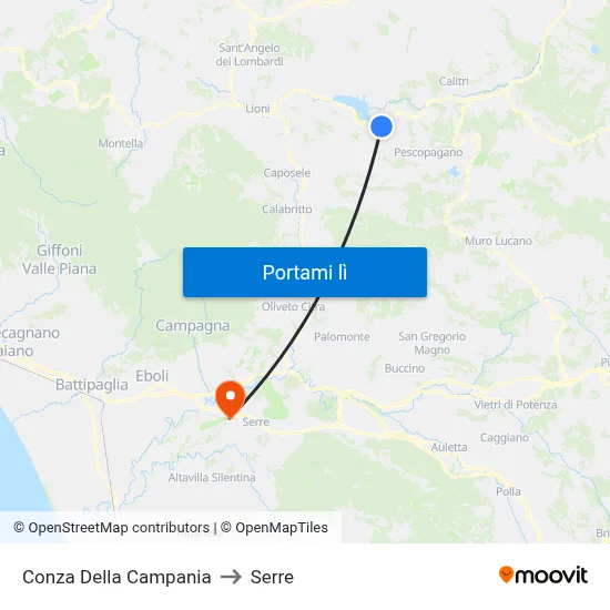 Conza Della Campania to Serre map