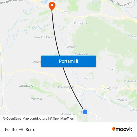 Felitto to Serre map