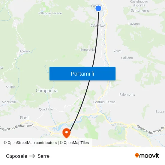 Caposele to Serre map