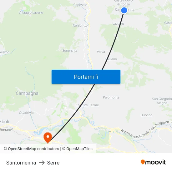 Santomenna to Serre map