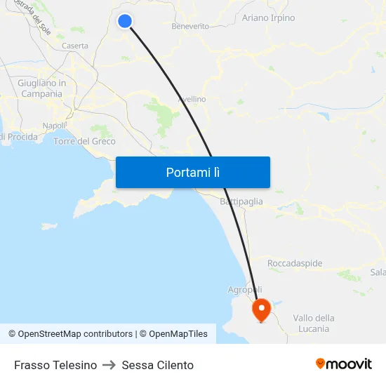 Frasso Telesino to Sessa Cilento map