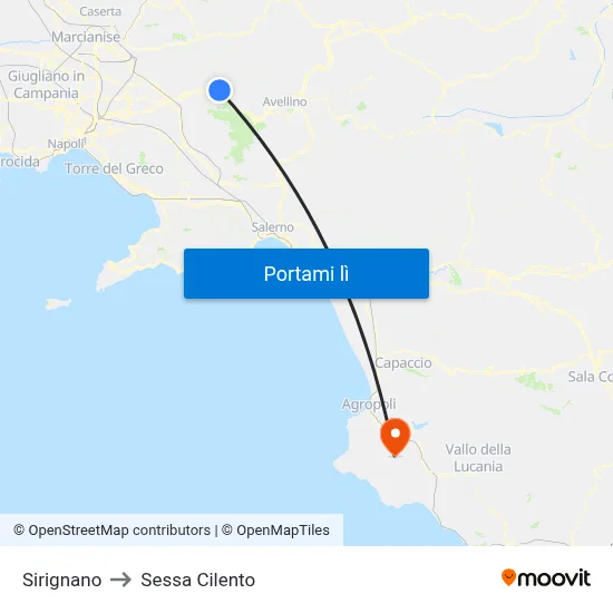 Sirignano to Sessa Cilento map