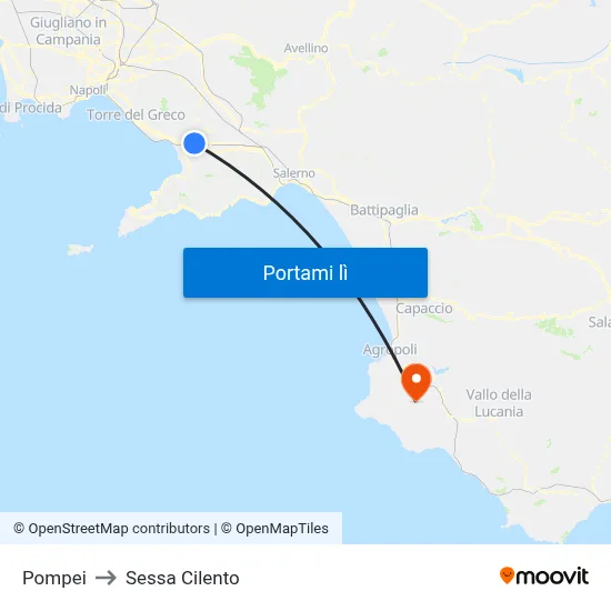 Pompei to Sessa Cilento map