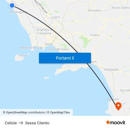 Cellole to Sessa Cilento map