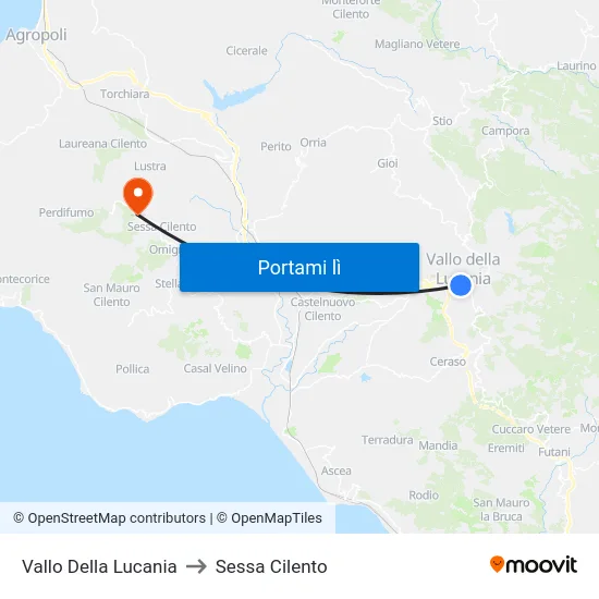 Vallo Della Lucania to Sessa Cilento map