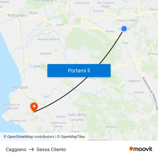 Caggiano to Sessa Cilento map