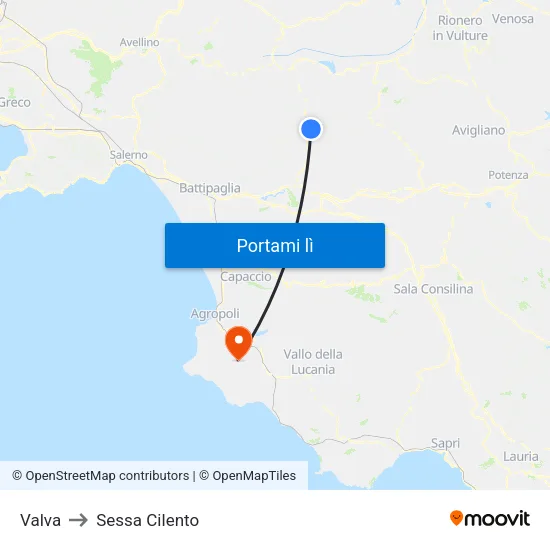 Valva to Sessa Cilento map