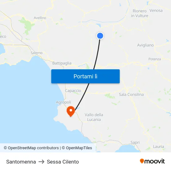 Santomenna to Sessa Cilento map