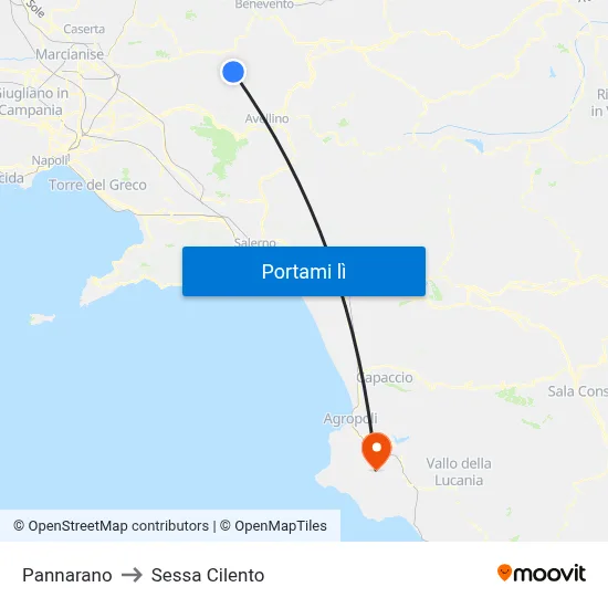 Pannarano to Sessa Cilento map