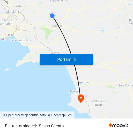Pietrastornina to Sessa Cilento map