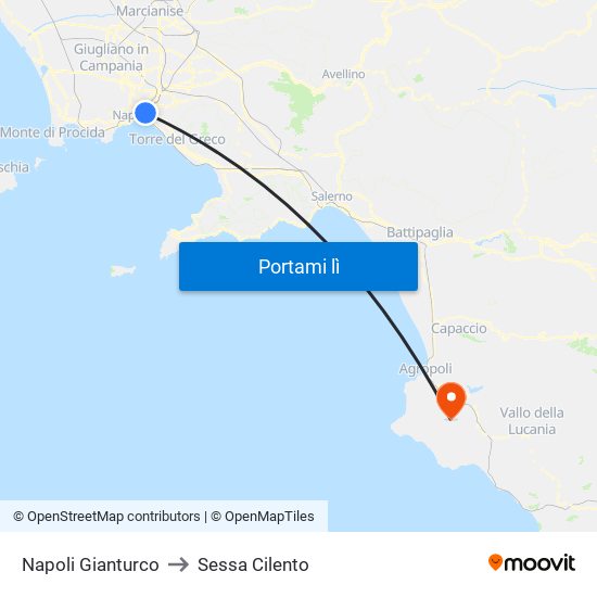 Napoli Gianturco to Sessa Cilento map
