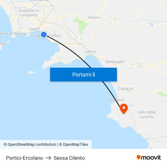 Portici-Ercolano to Sessa Cilento map