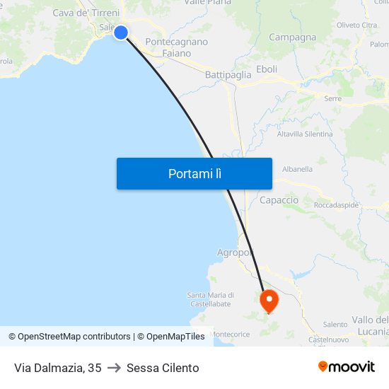 Via Dalmazia, 35 to Sessa Cilento map