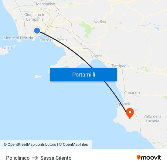 Policlinico to Sessa Cilento map