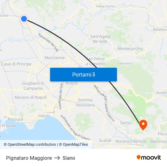 Pignataro Maggiore to Siano map