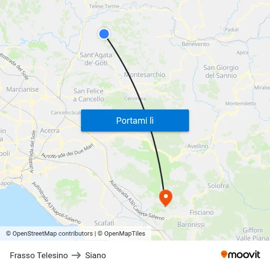 Frasso Telesino to Siano map
