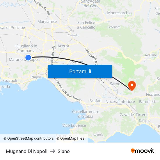 Mugnano Di Napoli to Siano map