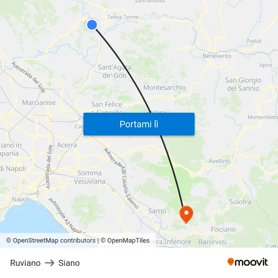 Ruviano to Siano map